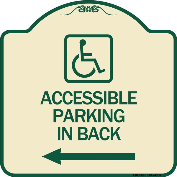 Accessible Parking on Left Arrow W/ Graphic Heavy-Gauge Aluminum Sign, 18" x 18", TG-1818-24356